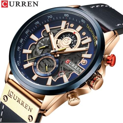 CURREN 8380 Watch Men Wrist Luxury Quartz DialLeather Strap Casual Sport Quartz Wristwatch Chronograph Clock Male