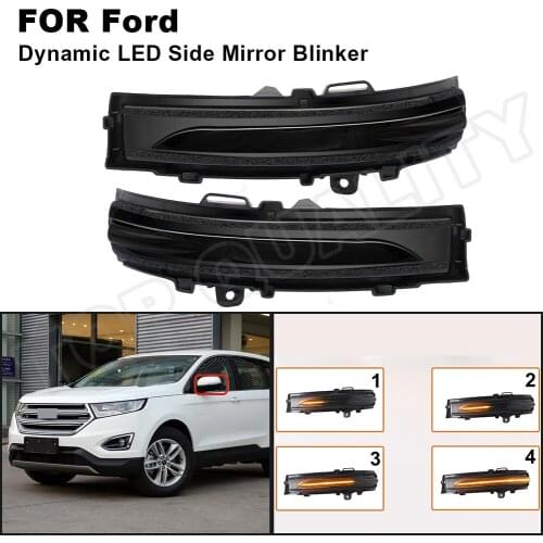 For 2015 2016 2017 2018 Ford Edge Dynamic LED Side Mirror Light Rearview Mirror Turn Signal Light Flash Repeater Indicator Lamp