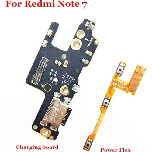 For Xiaomi Redmi Note 7 Note7 USB Charging Board Power & Volume Side Button Flex Cable Replacement Part
