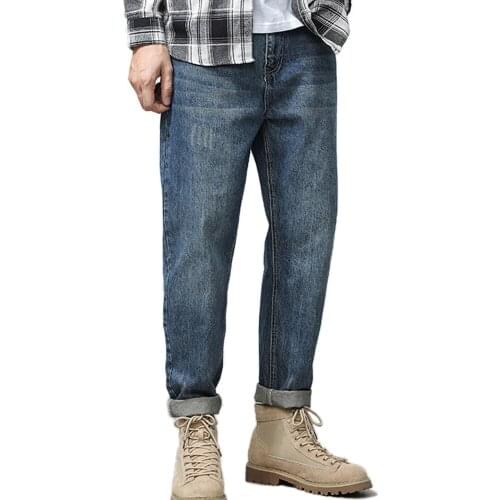 New Arrival Mens Classic 5-Pockets Relaxed Fit Straight-Leg Jeans Cargo Style High Street Fashion Casual Denim Jeans Loose