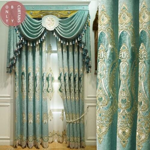 Elegant luxury Satin Garden embroidered Window curtains for living room bedroom hotel kitchen beautiful luxury curtain colors