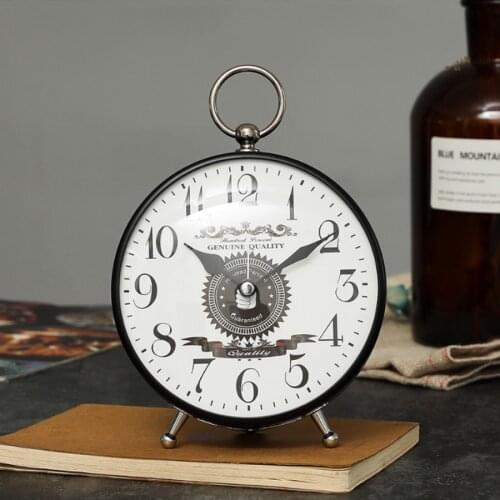 European Metal Retro Alarm Clock Bedroom Quartz Snooz Clocks Home Decoration Desktop Watch Table Clock Wall Decor Desk Watch