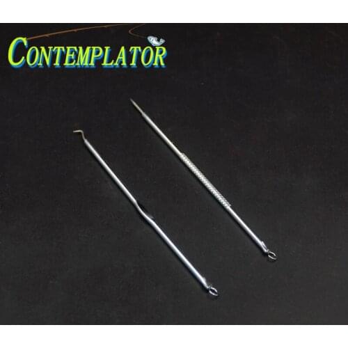 CONTEMPLATOR 2pcs Straight&hooked Styles Assorted Fly Tying Needles Economical Useful Stainless Steel Bodkins Fly Tying Tools