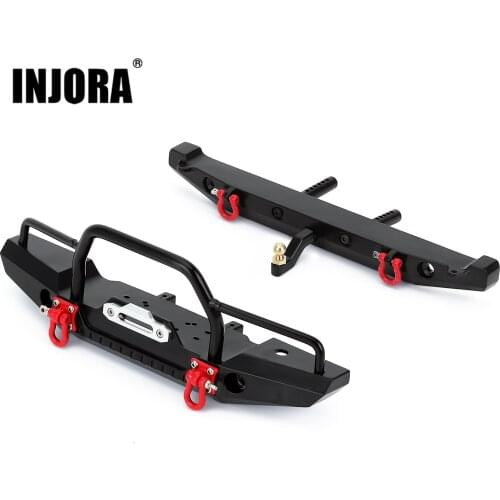 INJORA Metal Front Rear Bumper with Led Lights for 1/10 RC Crawler Axial SCX10 & SCX10 II 90046 90047 Upgrade Parts