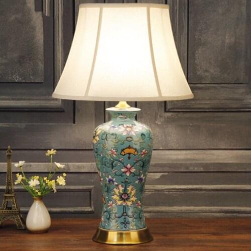 China Antique Living Room Vintage Table Lamp Porcelain Ceramic Table Lamp wedding decoration restaurant table lamp