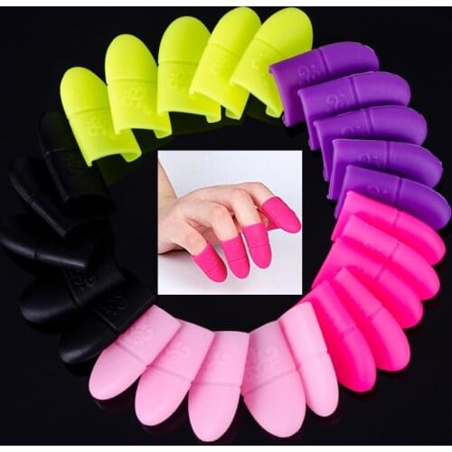 Nail Art Tips UV Gel Polish Remover Wrap Silicone Elastic Soak Off Cap Clip Manicure Cleaning Varnish Tool Reuseable Finger 5Pcs