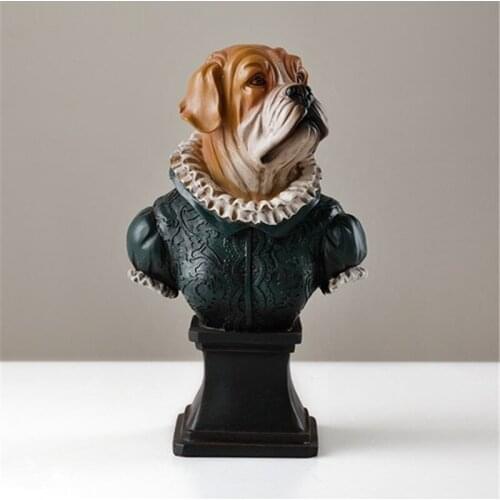 NORDIC STYLE CREATIVE ANIMAL FIGURINE DOG GENTLEMAN AND HORSE SHOGUN STATUE RESIN CRAFTS POPULAR BRITISH HOME DECOR A1393