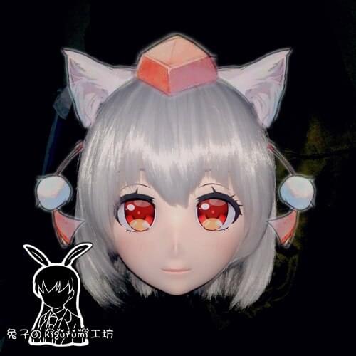 Rabbit 92) Resin Cross dress Pretty Girl Head BID Doll Mask Japanese Anime Kigurumi Mask Cosplay with Wig
