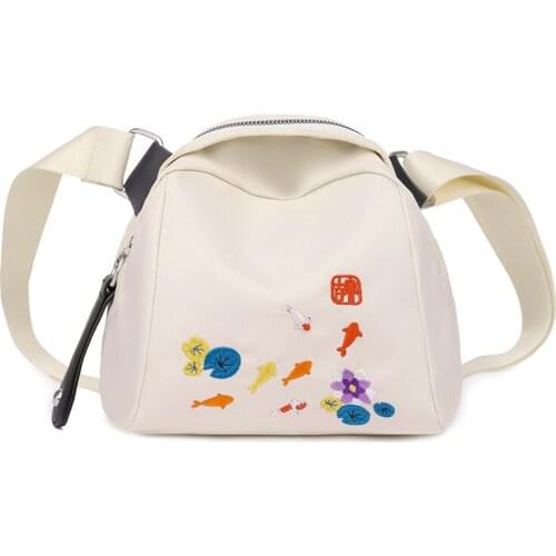 Small Embroidery Shoulder Bag Women High Quality Waterproof Nylon Crossbody Bag Luxury Brand Handbags Female Purses Sac A Main