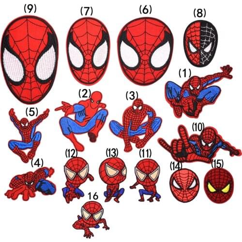 Marvel Spiderman Patches Superheroes Anime Cartoon Clothes Patches Garment Stickers Embroidery Cloth Stickers