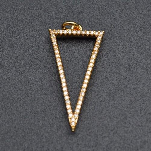 16x30mm Metal Copper Triangle Shape Pendant CZ Beads Microscope Jewelry Findings 10pc Per Lot