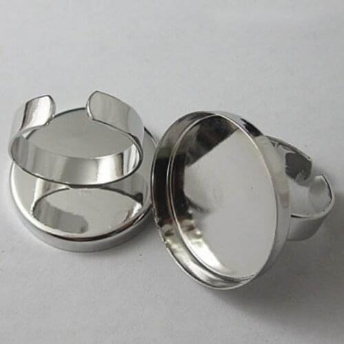 Multi-color plated Open Rings Settings Blanks with Round Deep Wall Bezel cups Resin Cabochons Ring Bases DIY Findings