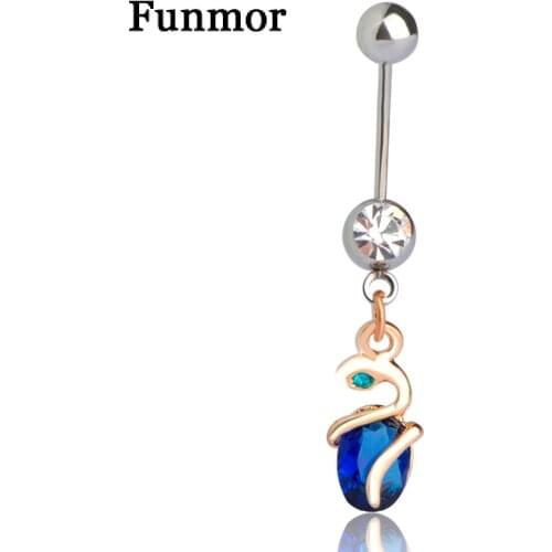Mode Fashion Ouro Gold Small Snake Body Piercing Navel Ring Dangle Belly Button Ring Accessory Percing Pircing Sex Bijoux
