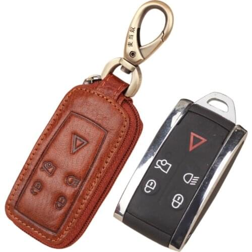 Genuine Leather Car Remote Key Fob Shell Cover Case For Jaguar XK XF XJ8 XK8 XRR Skin Holder Protector 2007-2011 2012 2013