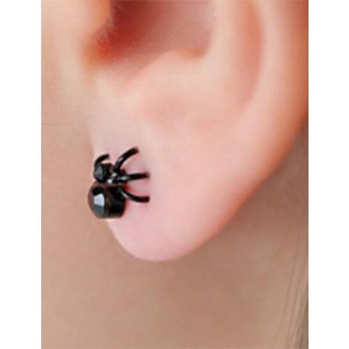 New Fashion Gothic Punk Personality Black Small Spider Earrings Jewelry New Listing