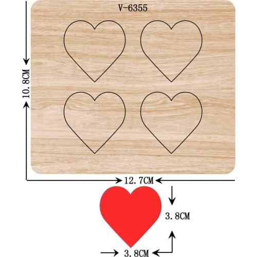 New Love heart wooden dies cutting dies for scrapbooking Multiple sizes V-6355