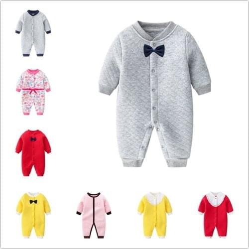 Newborn Baby Girls Clothes Infant Cotton Jumpsuits Gentleman Overalls Autumn Winter Kids Boys Thick Romper For Baby Costumes
