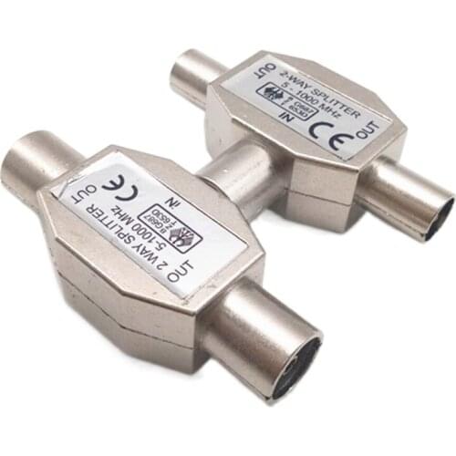 2pcs TV9.5 1 Male 2 Female TV Antenna Plug Tee Conversion Cable Joint Adapter for 9.5 Interface Video Equipment Connector