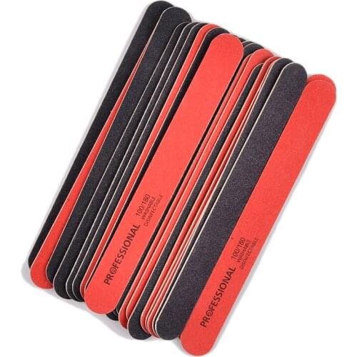 100Pcs Professional Nail File 100/180 Nail Polish Tools nagelvijl limas para manicura Wooden Files Nail Tips Buffer Salon Set