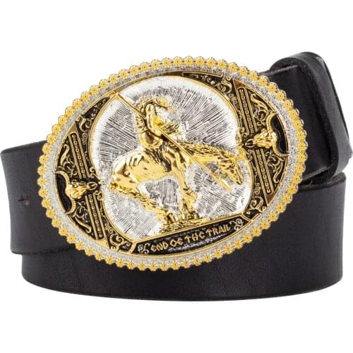 Gold Alloy Smooth Buckle Genuine Leather Belt for Young Men Retro Soft Metrial Jeans Accessories Luxury