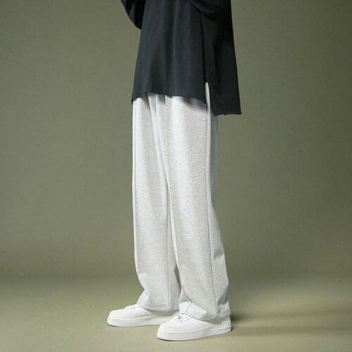 Spring Summer Wide-leg Pants Mens Fashion Black Gray Casual Pants Men Streetwear Loose Joggers Sweatpants Mens Trousers S-2XL