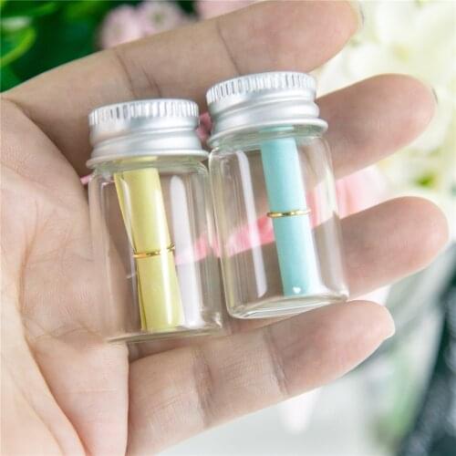 22*40*13mm 7ml Mini Glass Bottles With Aluminium Lid Empty Small Wishing Bottle Glass Vials Jars 100pcslot