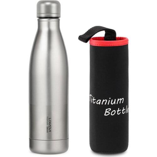Lixada 550ml / 680ml Titanium Water Bottle Lightweight Outdoor Sports Bottle for Camping Hiking Cycling Backpacking
