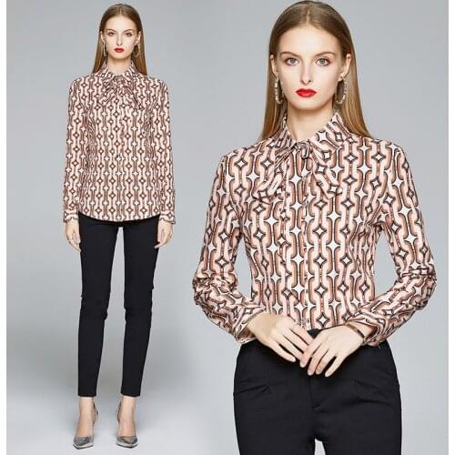 Euro-American Fashion Women-blouses 2021 Long Sleeve Turn-down Collar England Style Button Up Shirt Office Lady Slim Vintage Top