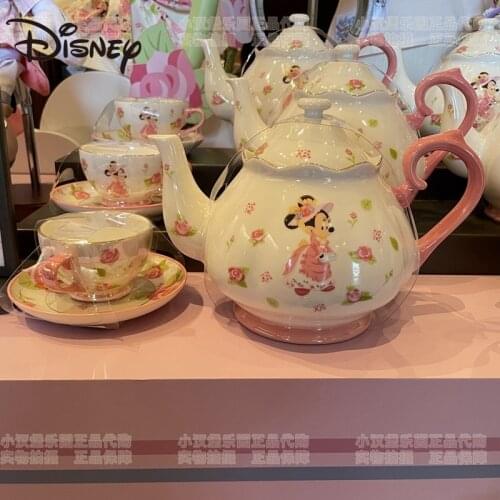 Disney Spring Series Minnie Teapot Flower teacup set water cup large capacity kettle coffee cup Milk cup Mug cutie Cup