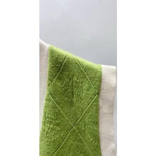 Womens Knit Vest Green Apricot 2021 New Autumn Hollow out Patchwork Sleeveless V Neck Single Breasted Female Sweaters