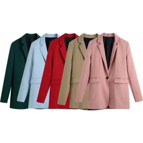 PUWD Casual Women V Neck One-button Jacket 2021 Spring-autumn Fashion Ladies High Street Coat Female Solid Color Blazer Top