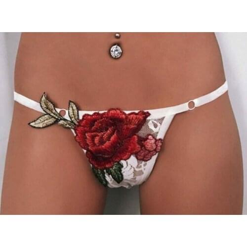 Women Sexy Lace Lingerie Low-waist Thong Panties Female Fashion Floral Underwear Flower Embroidery Underpants Plus Size