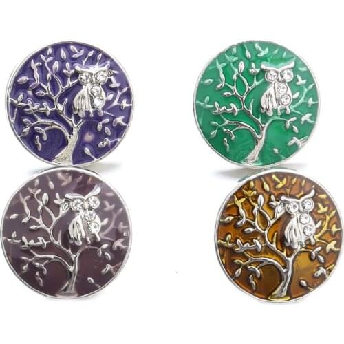 10pcs/lot High Quality 18mm Metal Snap Button Jewelry Painting Oil Owl Snap Buttons Fit Snap Bracelet for Women Snaps Jewelry
