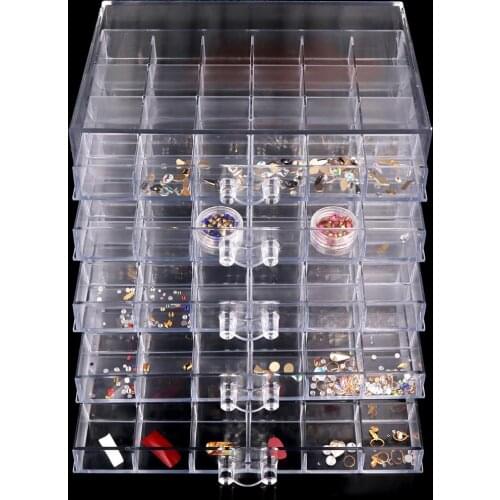 120 Grids Empty Nail Art Storage Box Rhinestone Bead Gems Container Case