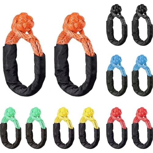 2pcs Rope Off Road Towing ATV Winch Trailer UTV Soft Shackle With Protective Sleeve Accessories Recovery Synthetic Portable