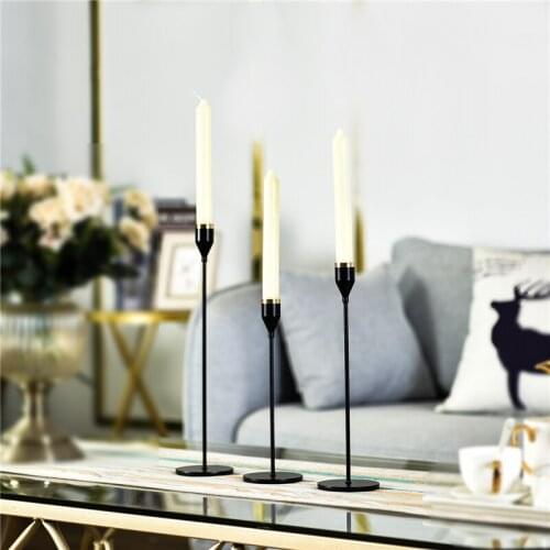 3 Pcs/ Set European Metal Candle Holder Simple Matt Black Wedding Decoration Bar Party Living Room Decoration Home Decoration