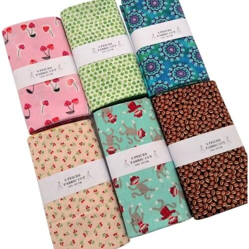 5PCS 100% Pure Cotton Polyester Cotton Material Patchwork Sewing Quilting Fabrics Quilt Needlework DIY Cloth Patchwork 25x22CM