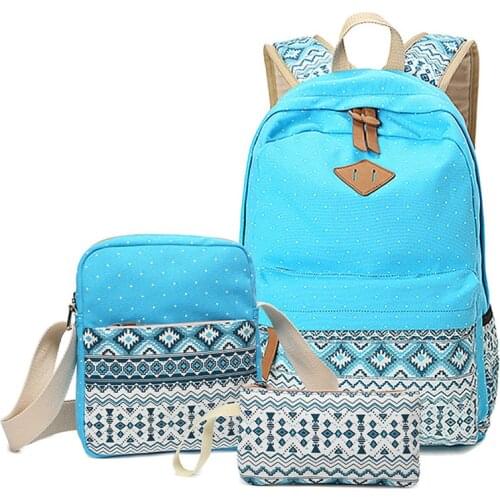 3pcs set Hot Women Printing Backpack for School Teenagers Girls Canvas school bags Vintage Ladies laptop bag Backpaks mochilas