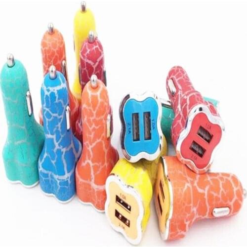 200pcs/lot LED Light Dual USB 2 Port Car Charger Adapter 2.1A+1A Car charger for iphone X 8 for samsung s7 s8