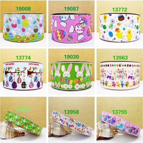 Free shipping 50 yard per size Easter day ribbon printed grosgrain ribbon 19087