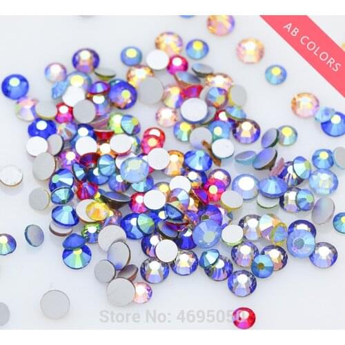 Ss6 8 10 12 ss16 ss20 Glitter Rhinestones Czech Crystal color ab Non HotFix FlatBack Garment stone Nail Art Gems jewellery beads