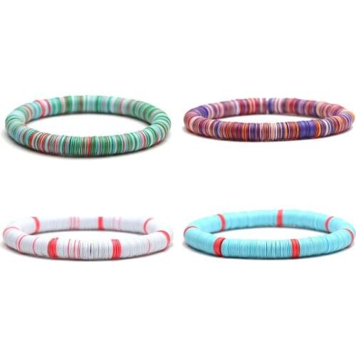 Boho Multicolor 6mm African Vinyl Beads Heishi Stretch Bracelet Women Men 2020 New Fashion Green Red Blue Surfer Jewelry Gift