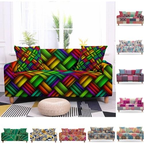 Bohemian Geometric Slipcovers Sofa Cover Print for Living Room Sectional L Shape Sofa Couch Cover 2/3 Seater funda de sofá