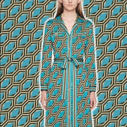 Polyester stretch satin fabric European brand G series 6-sided pattern digital printing skirt shirt sewing fabric