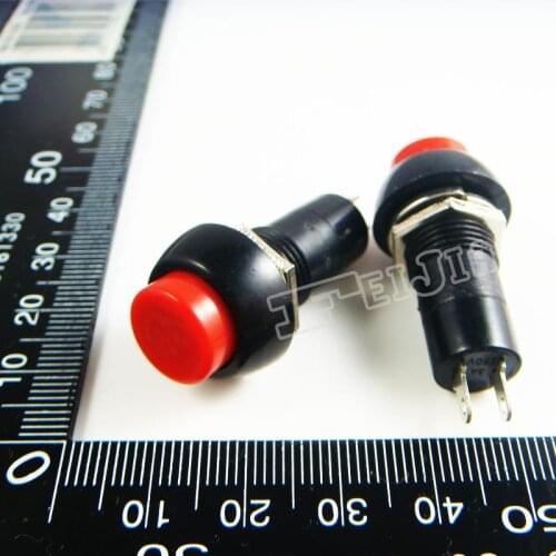 PBS-11B Button color Red 3A/250VAC ON-OFF 2Pin Non Self-locking Push Button Switch (Self reset switch) 100Pcs/lot