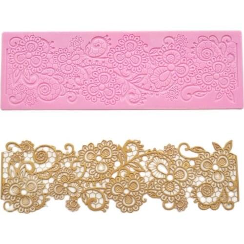 Silicone Flower Lace Cake Mold Fondant Cake Imprint Mold Flower Rattan Embossing Edge Mat For Wedding Cake DIY Decoration K657