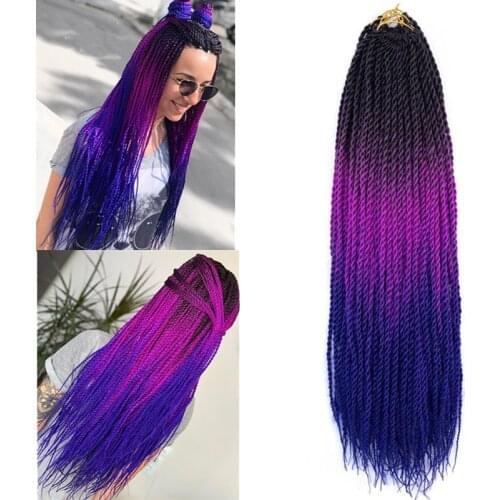 Hywamply 24” 100g Senegalese Twist Crochet Braids Hair Extensions Grey Pink Blonde Ombre Synthetic Braiding Hair 20 strands