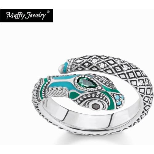 Blue Snake Opened Ring,Europe Style Vintage Good Jewelry For Women,2020 Summer New Gift In 925 Sterling Silver,Super Deals