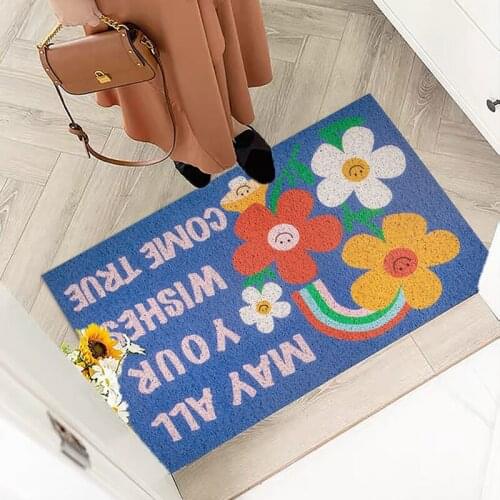 Nordic Flower Cartoon Living Room Carpet Bath Bedroom Hallway Entrance Door Mat PVC Anti-slip Silk Loop Custom Rugs Home Doormat