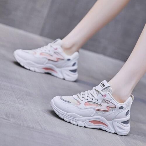 Llogai Womens Spring Casual Platform Sneakers White Pink Blue Rubber Sole Shoes Running Shoes Tennis Shoes Hiking High Sneakers